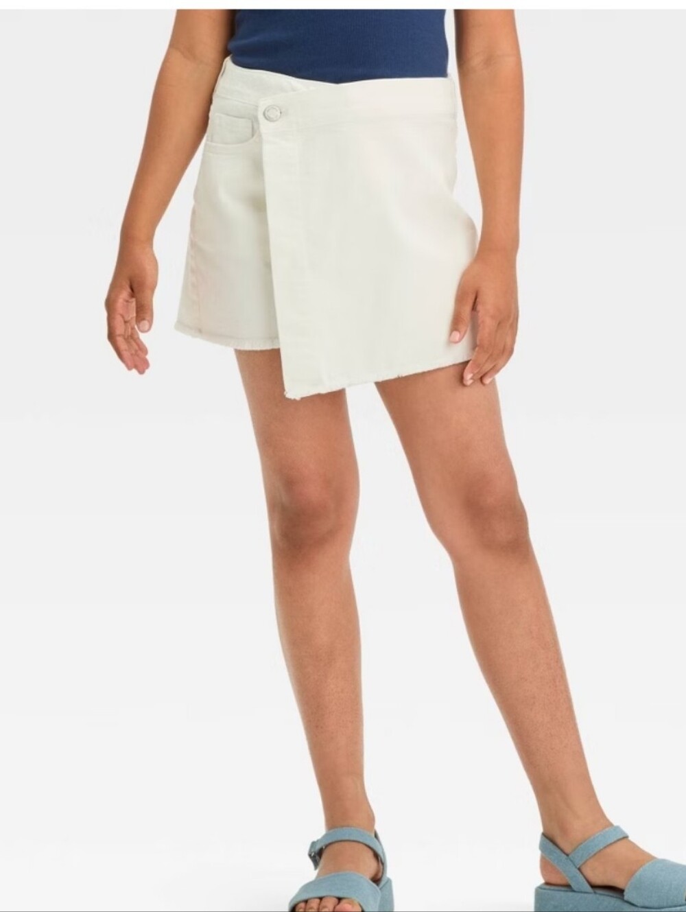 Girls' Denim Wrap Front Skort - art class White XL(14)